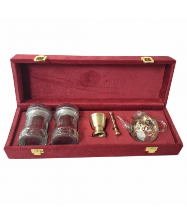 12g Organic Saffron + Brass Grinder + Teapot